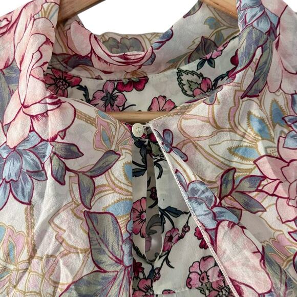 See By Chloe Floral Print Mixed Media Silk Chiffon Georgette Blouse Size 44 / L - Picture 7 of 11